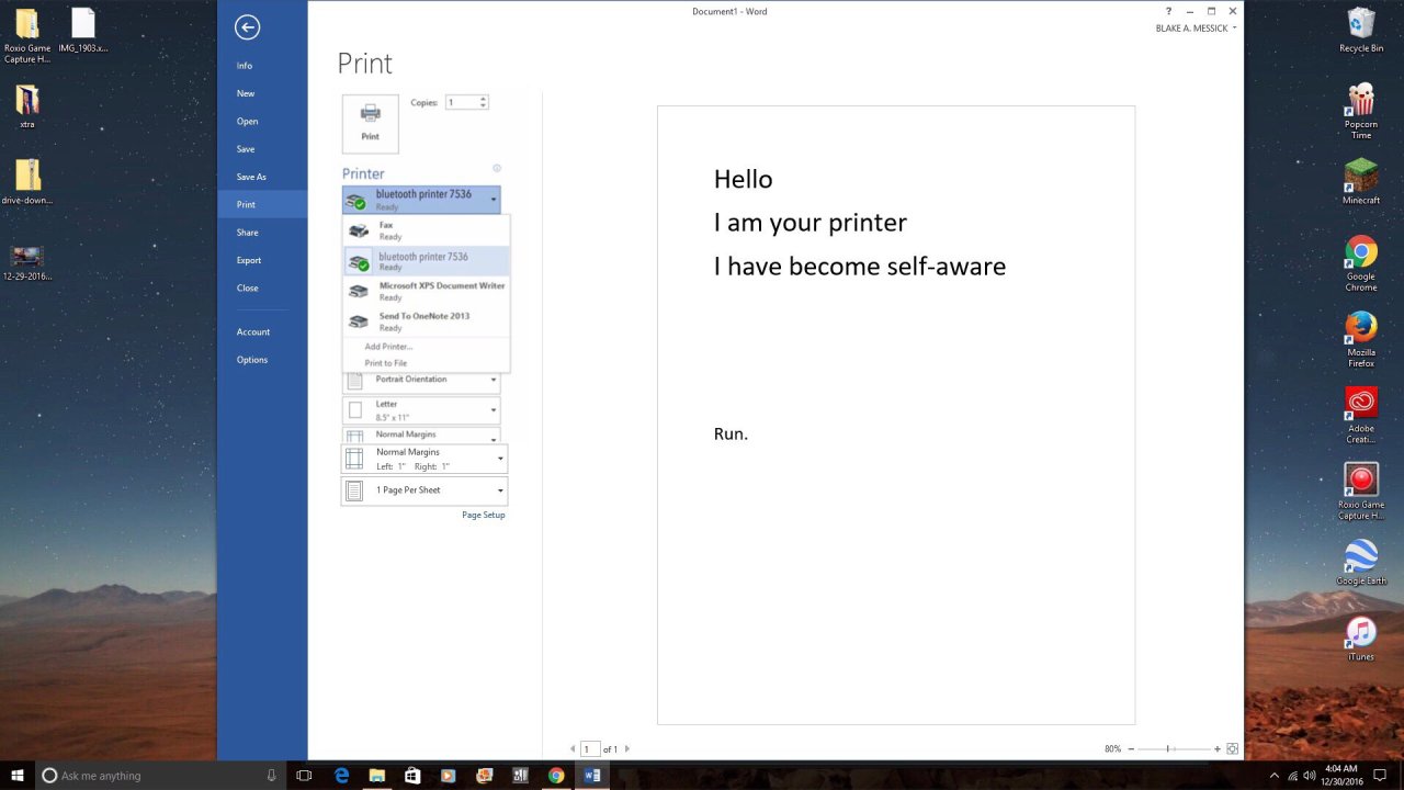 Unsecured Wireless Printer 1